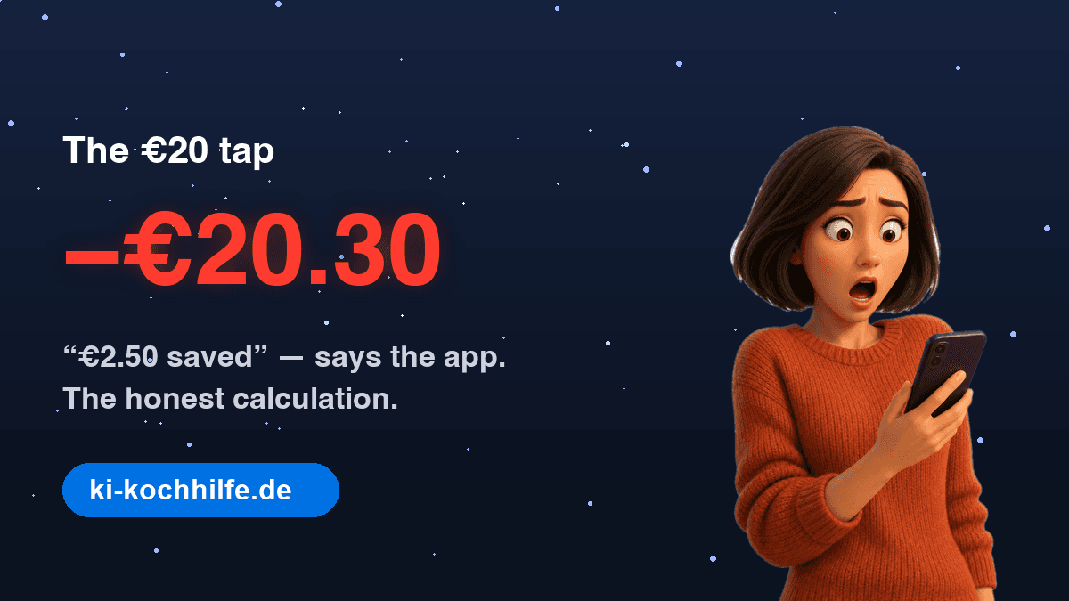 The €20 tap — the app says €2.50 saved, in reality the evening costs €20.30