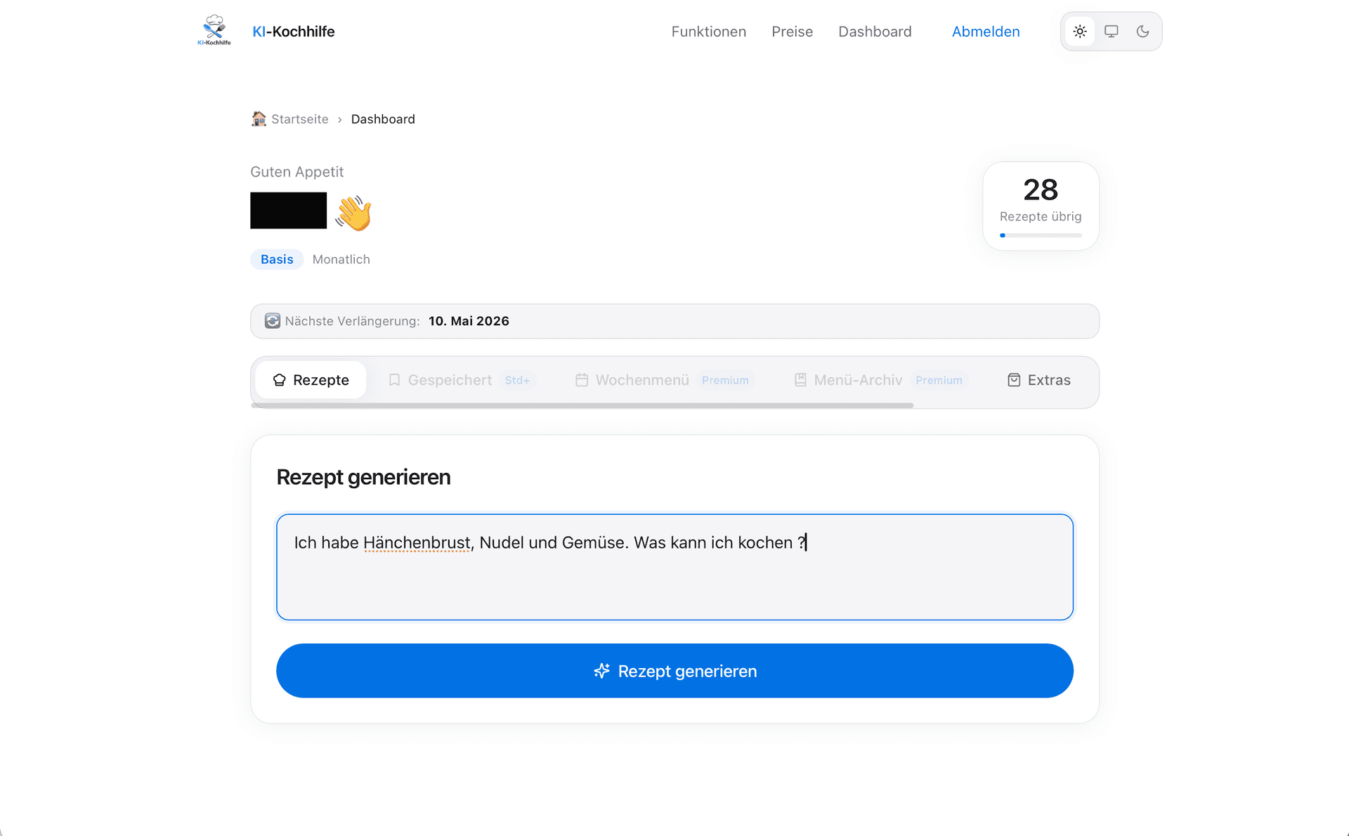 Rezept Eingabe